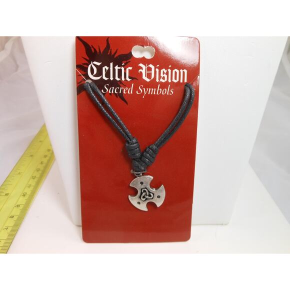 Mystical Vintage Celtic Cross Necklace Pendant Adjustable 24" Sacred Symbols NOS - Picture 5 of 10